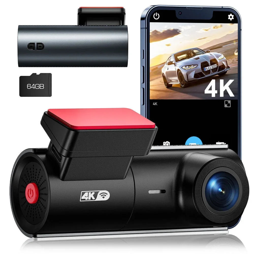 2160P Dash Night Car Cam WiFi Vision 64GB UHD Card Smart 4K Dash Camera Camera