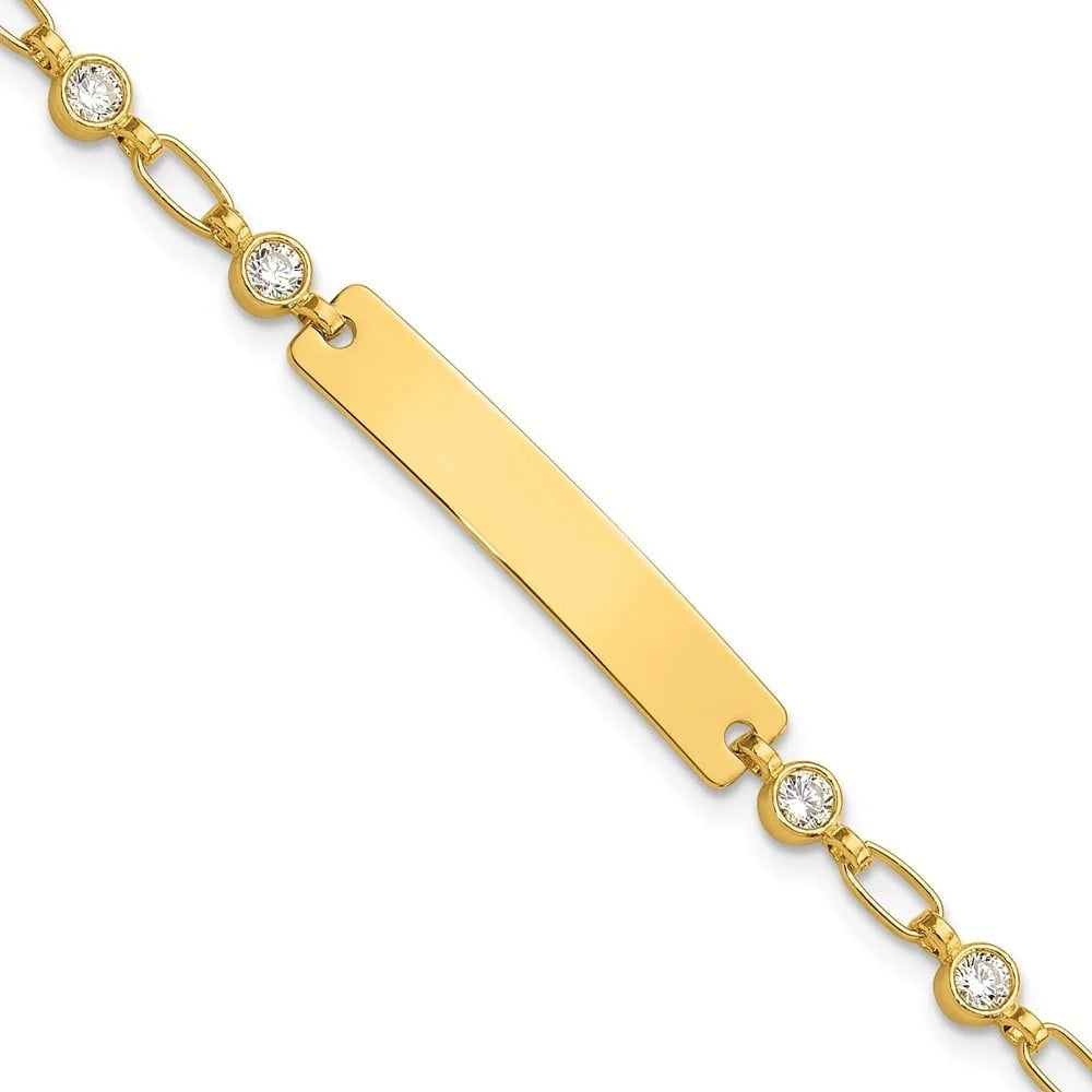 7.5 925 ID Auriga CZ Silver Bezel Gold-tone Women Sterling inch for Bracelet