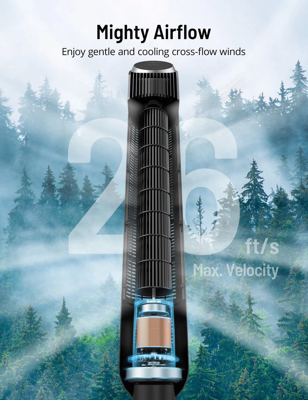 Oscillating Fan, Fan 12H Speeds, for Filter, Remote, Fan Tower Bladeless 120° TaoTronics Office 42" Fan, Standing 12 with Modes, Timer, Home, Dustproof Mesh 4