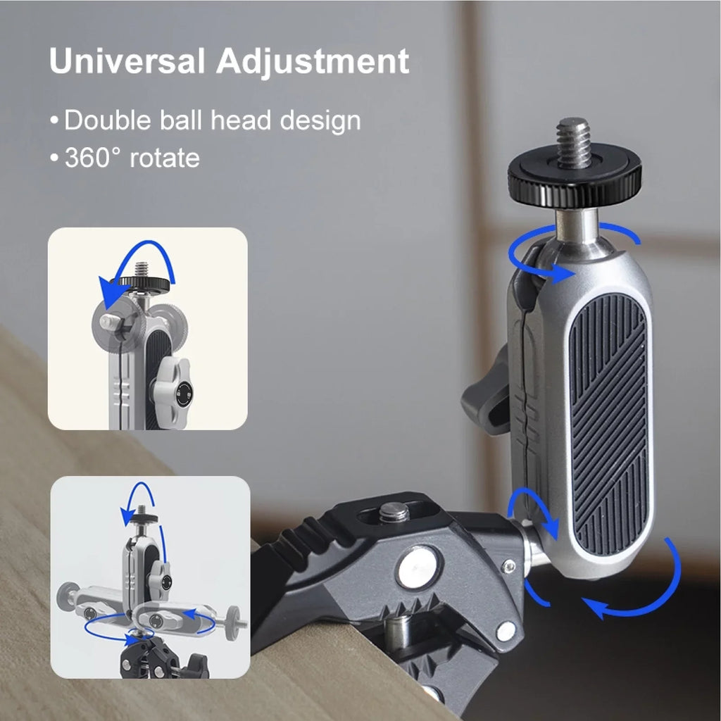 Adapter, Load Alloy - Clamp Adapter, Camera with Dual AKASO, Handlebar Ball DJI, Bicycle Insta360 1.5kg Mount 11/10/9/8/7, Aluminum Rotatable Capacity, Hero Head, Compatible