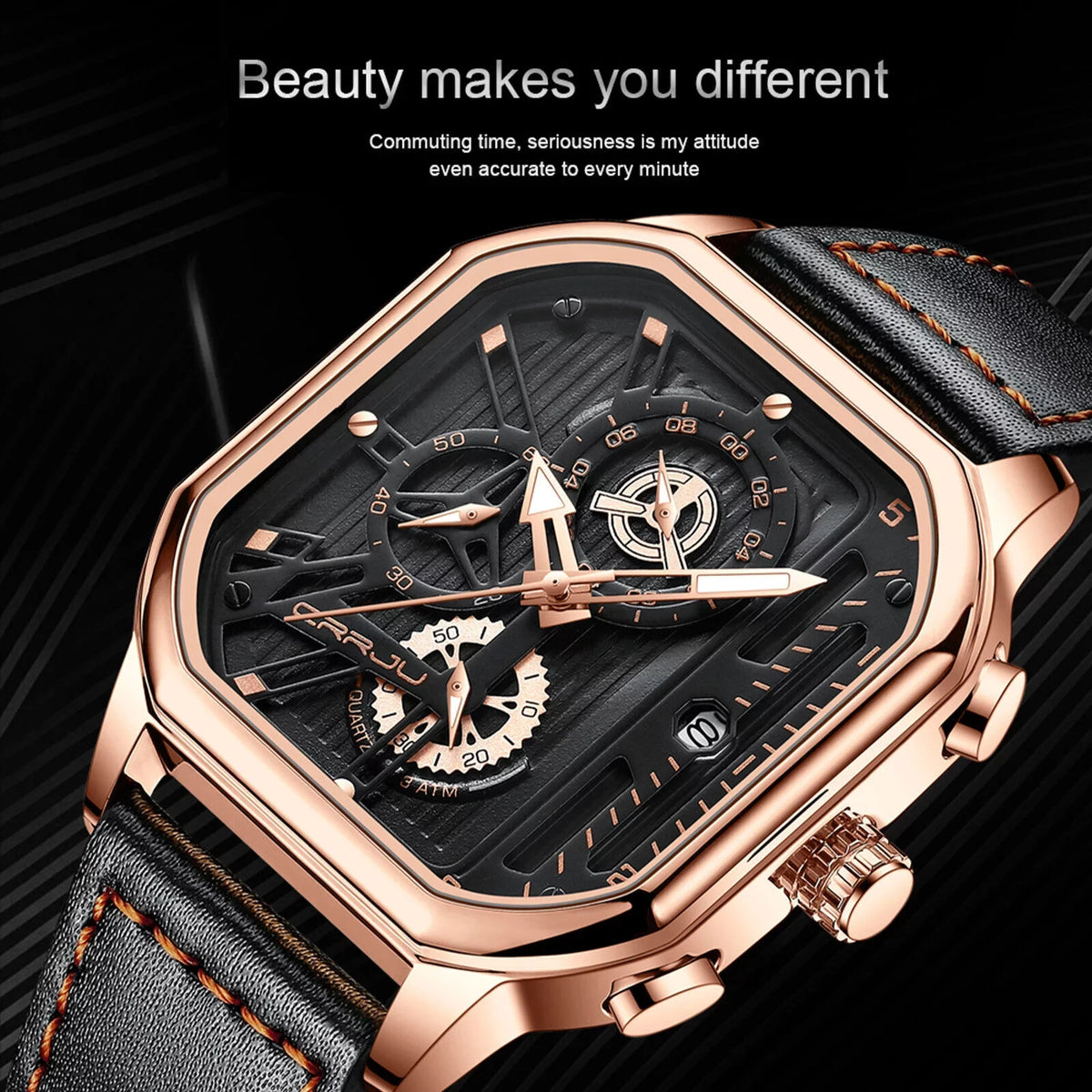 Quartz Business Leather Men's Chronograph Waterproof Date Luxury Watch Luminous