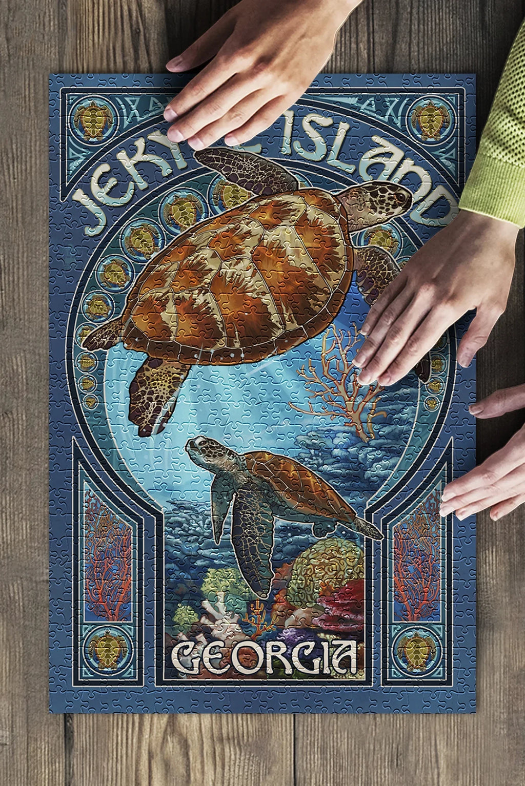 Puzzle (19x27 Jekyll and Family, Premium Jigsaw Made 500 for Turtle Nouveau Sea inches, USA) Adults Georgia, Island, in Art Piece