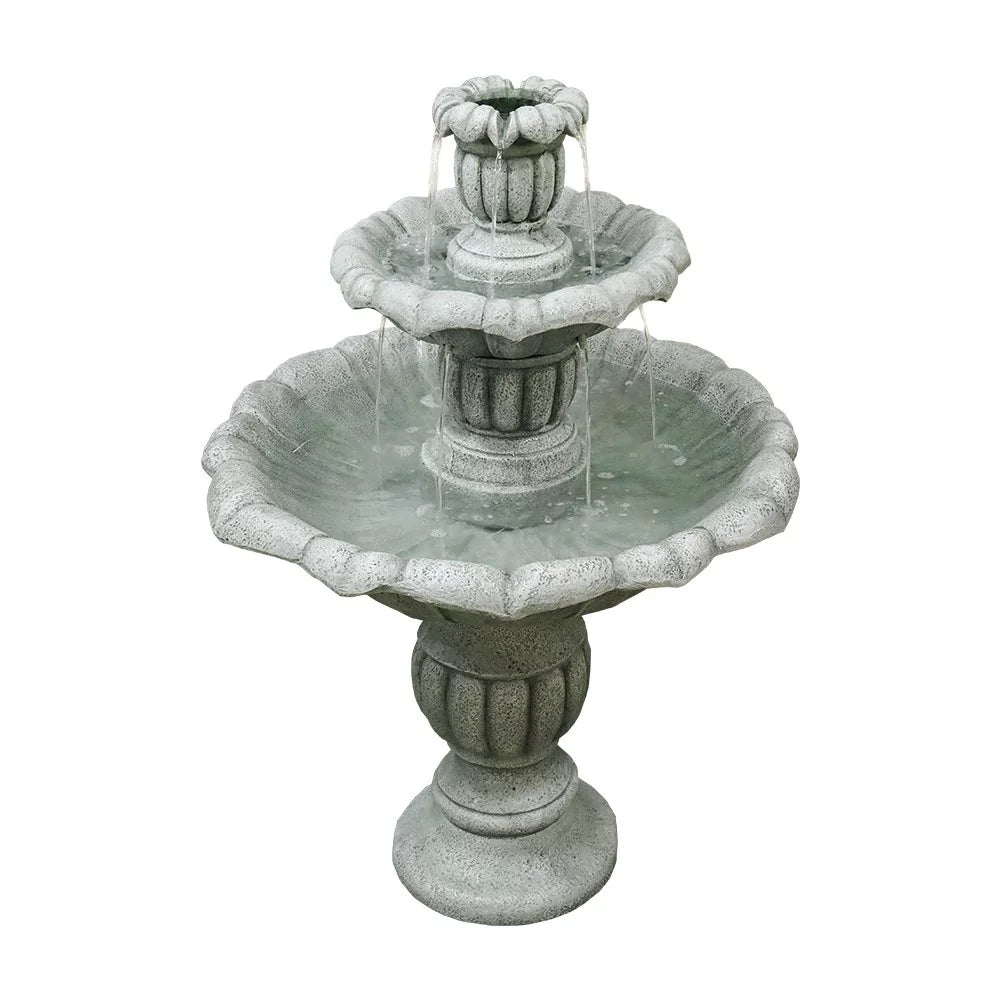 39In Concrete liquid exterior Mediterranean 3Tier Fountain Construction