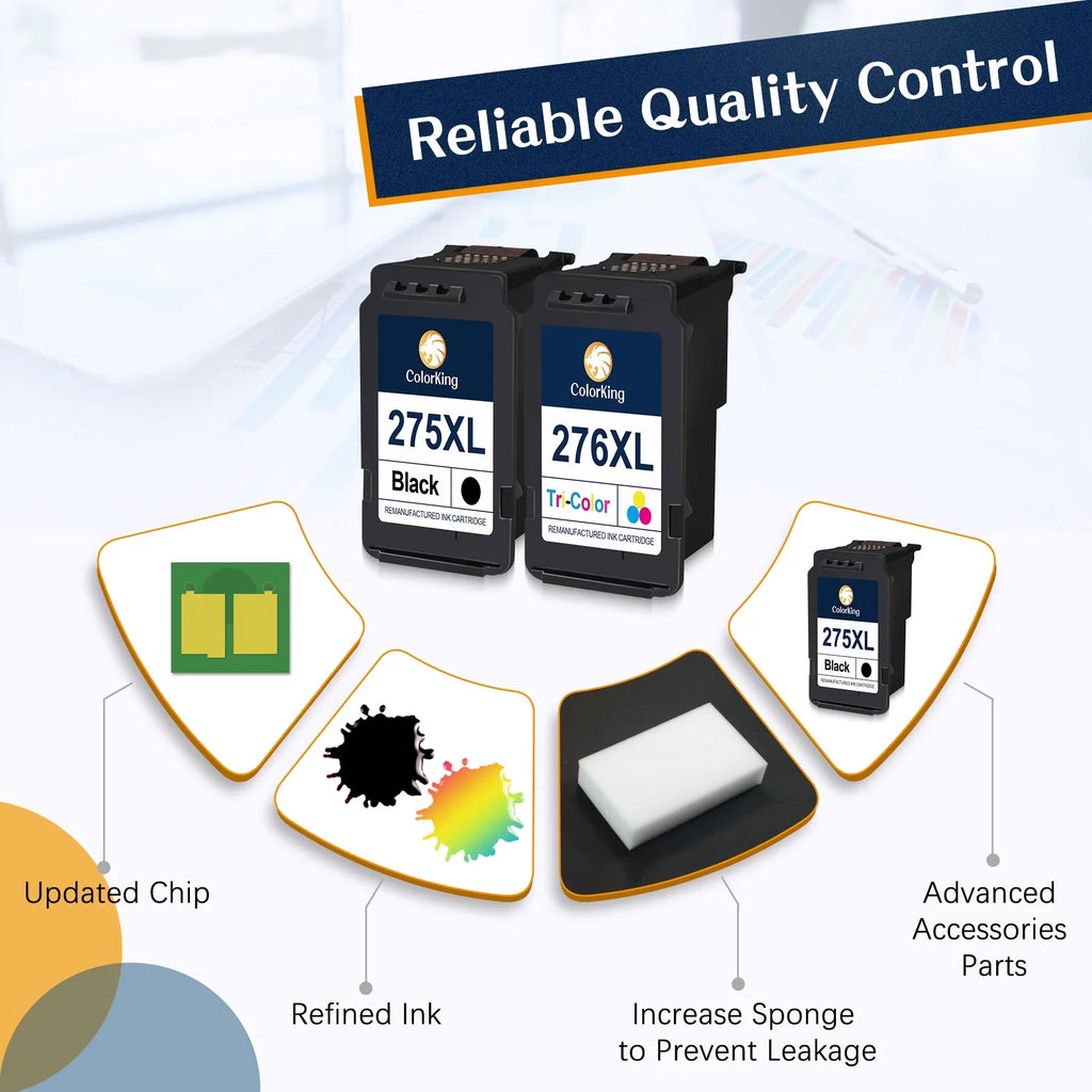 Ink XL Black, Canon 276XL Printer(2 TS3520 PIXMA 1 275XL Combo TR4720 TR4700 TS3500 Compatible PG-275 Cartridge Replacement with TR4722 276 275 TS3522 CL-276 Color) Canon for
