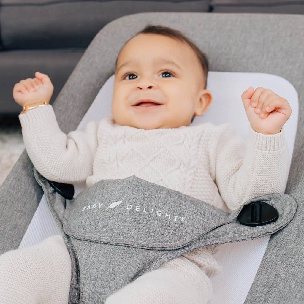 Baby Charcoal Portable 0-6 Deluxe Delight for Tweed Months, Bouncer, Baby Infants Alpine