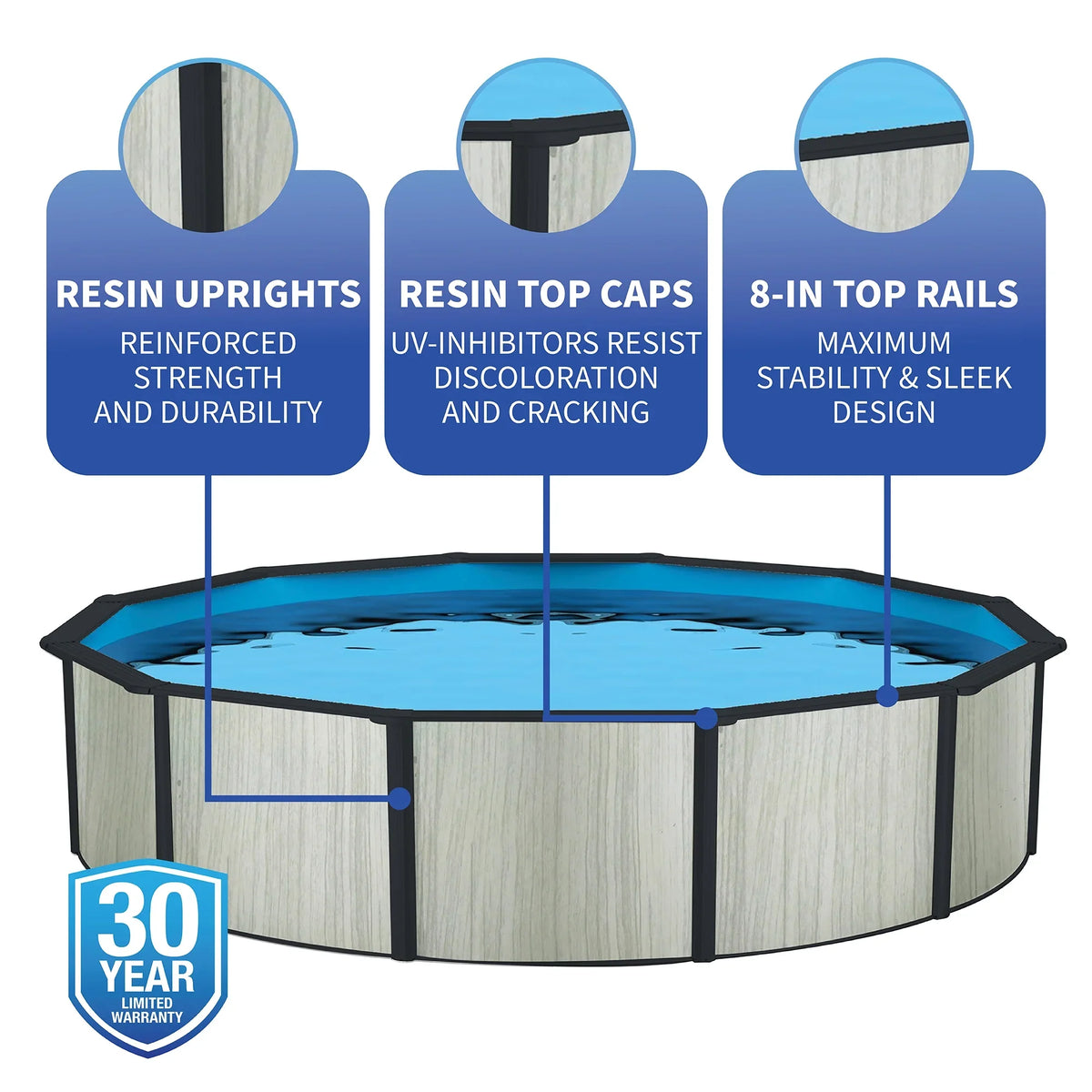 52-in Deep Wave Pool 18-ft 8-in Hybrid Blue Savannah with Package Round Top Rail