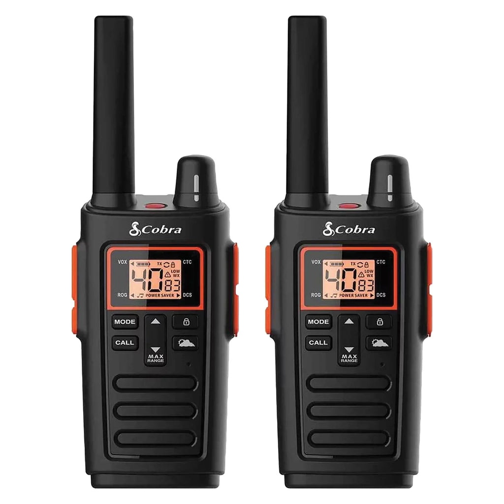 Set Rechargeable, Radio Cobra (2-Pack) Range Walkie Long 40 RX380 Two-Way Preset for Channels, Adults 32-Mile - Talkies