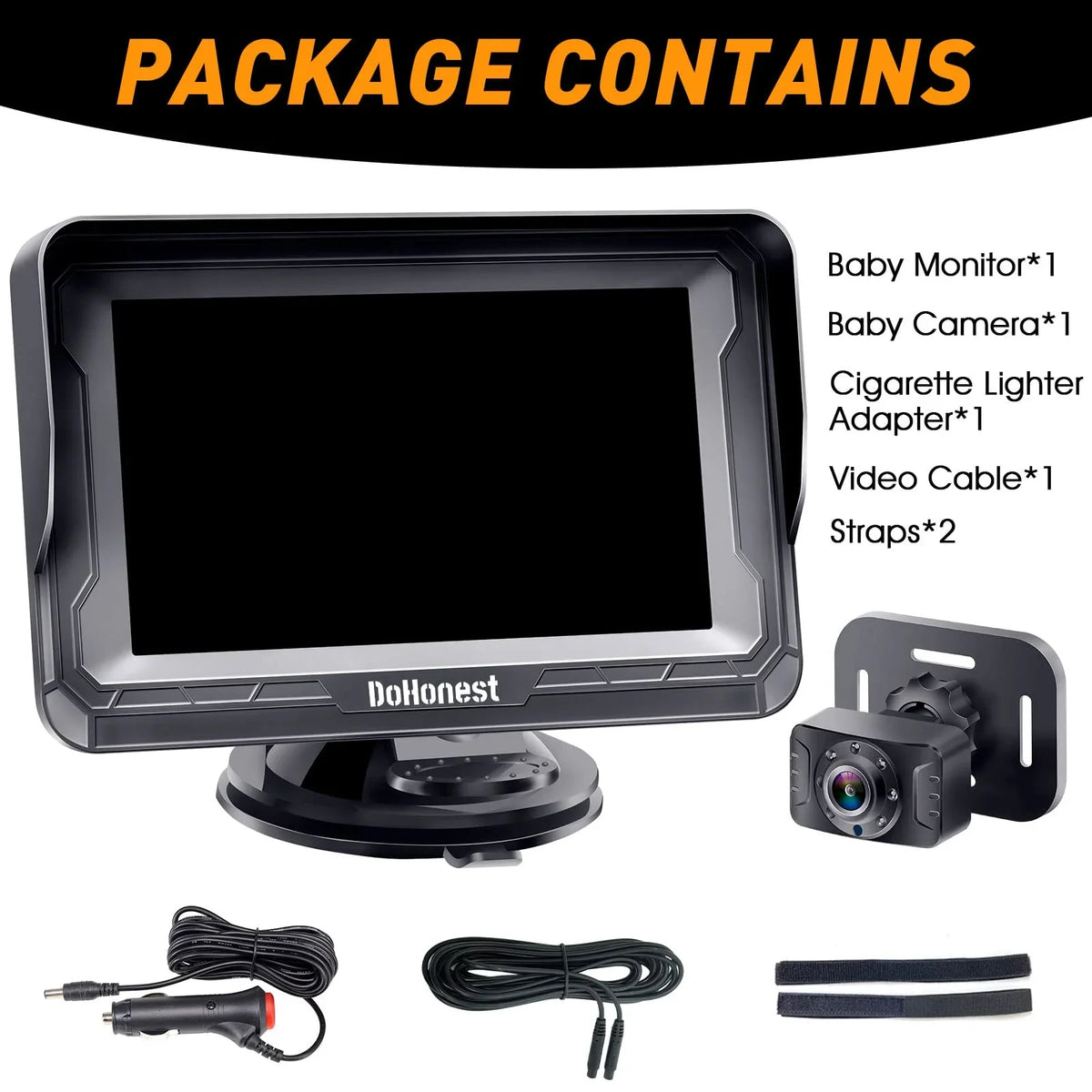 Baby Two and with -V33 Night Backseat Facing Camera Camera Plug Crystal Rear Play Rotating Camera Monitor 3 Mins 1080P: Install Car Kids Baby HD DoHonest Vision Easy 360&deg; Car