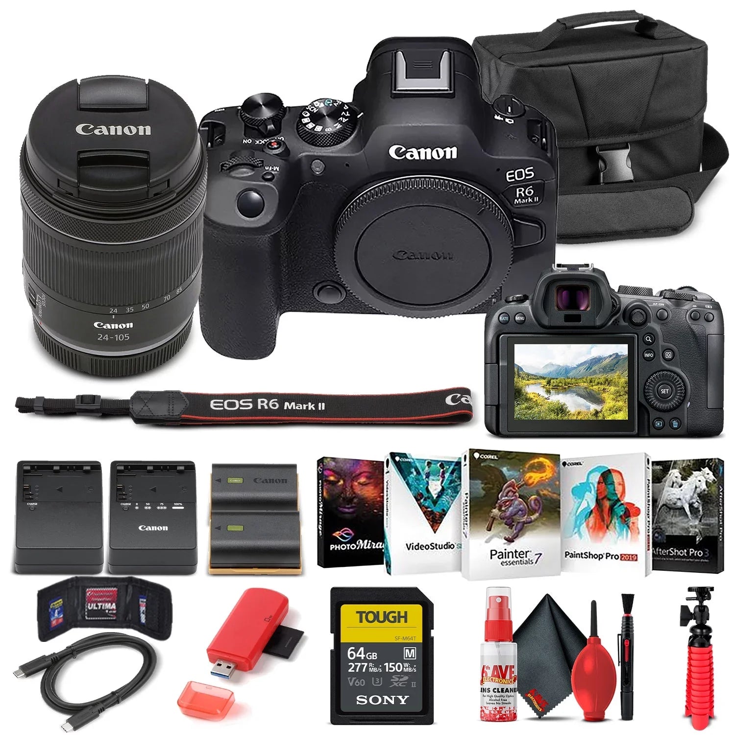 '+ + + Card with f/4-7.1 More EOS R6 Corel Card + + Reader Charger Software Photo LPE6 Camera External Lens Mark Battery Mirrorless 64GB II 24-105mm Canon Memory Case + (5666C018) +