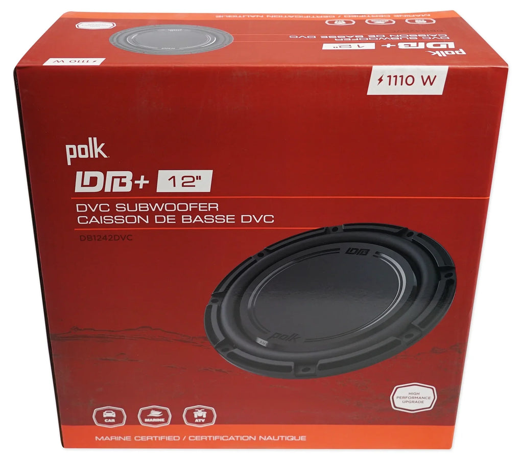 Watt Car Polk 2220 12” Audio Box DB1242DVC Sub Subwoofers+Sealed Enclosure (2)