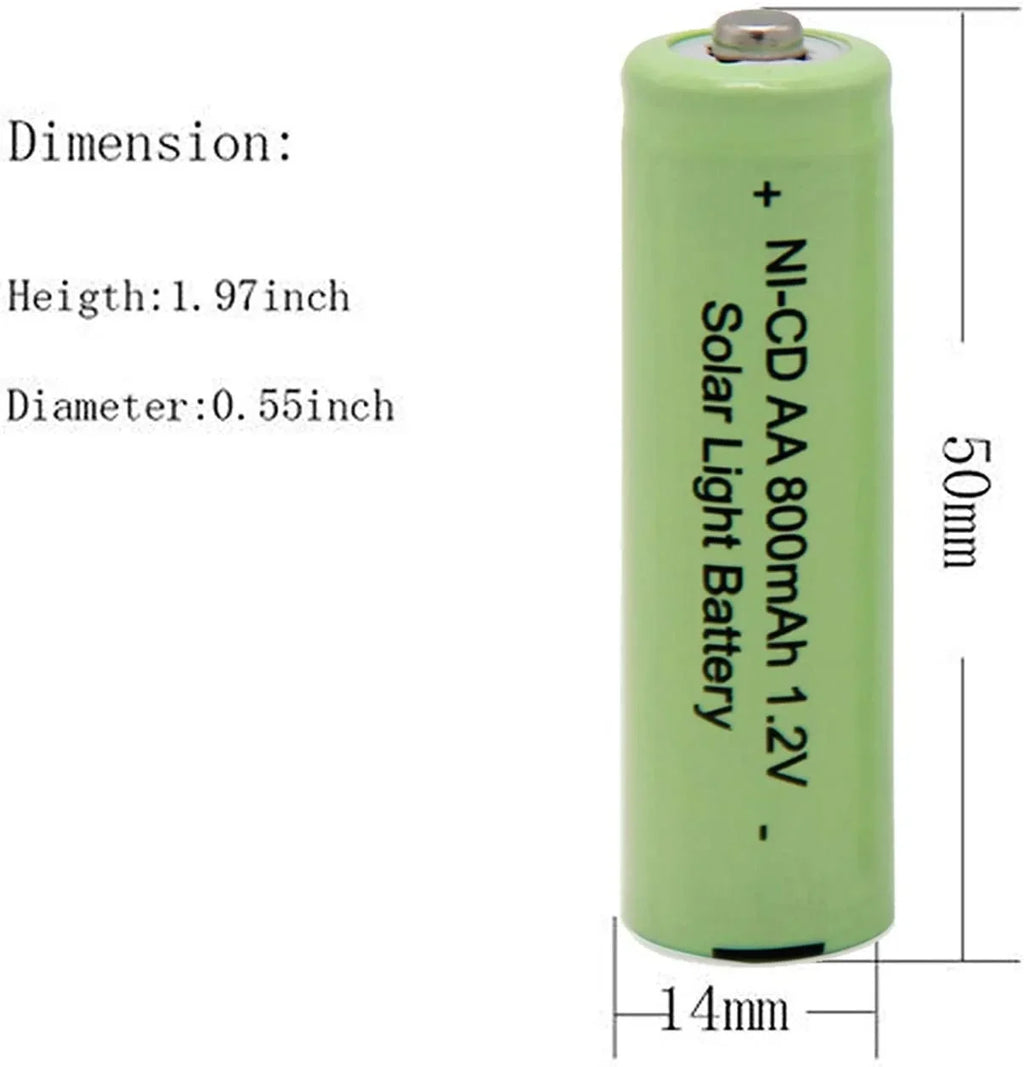 Batteries (8 for BAOBIAN Solar PCS) Light Batteries NiCd 800mAh Solar AA 1.2V Rechargeable Garden exterior Mice Remotes, Lights,