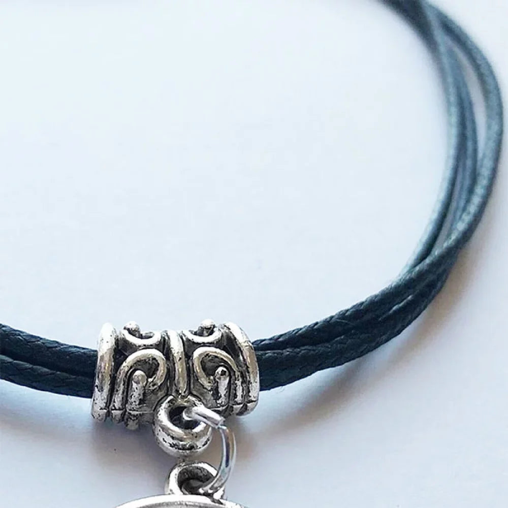 Amusement Outline Facilities Rope Jewelry Leather Black Wristband Park Bracelet