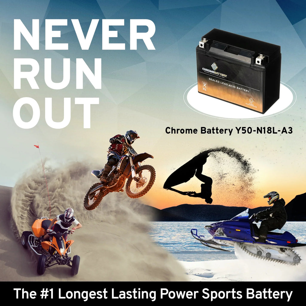 12 Ah, Battery 2008 Battery Cca) Arctic (50-n18l-a3 650 Chrome Prowler Volt,20 for Cat 260 650cc Y50-n18l-a3 Utv