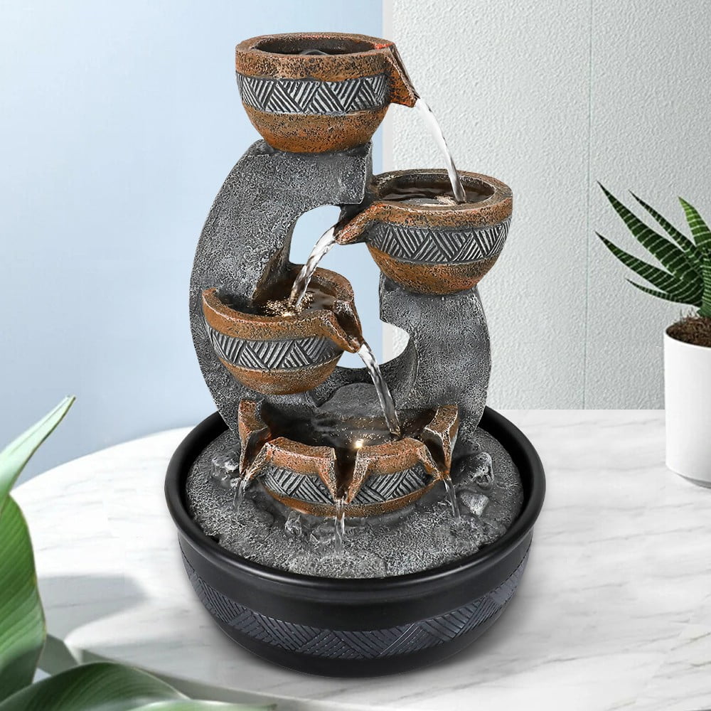 Tabletop Zen Willwolfer Office Waterfall liquid Indoor 3-tier Decor Fountain Desk Fengshui