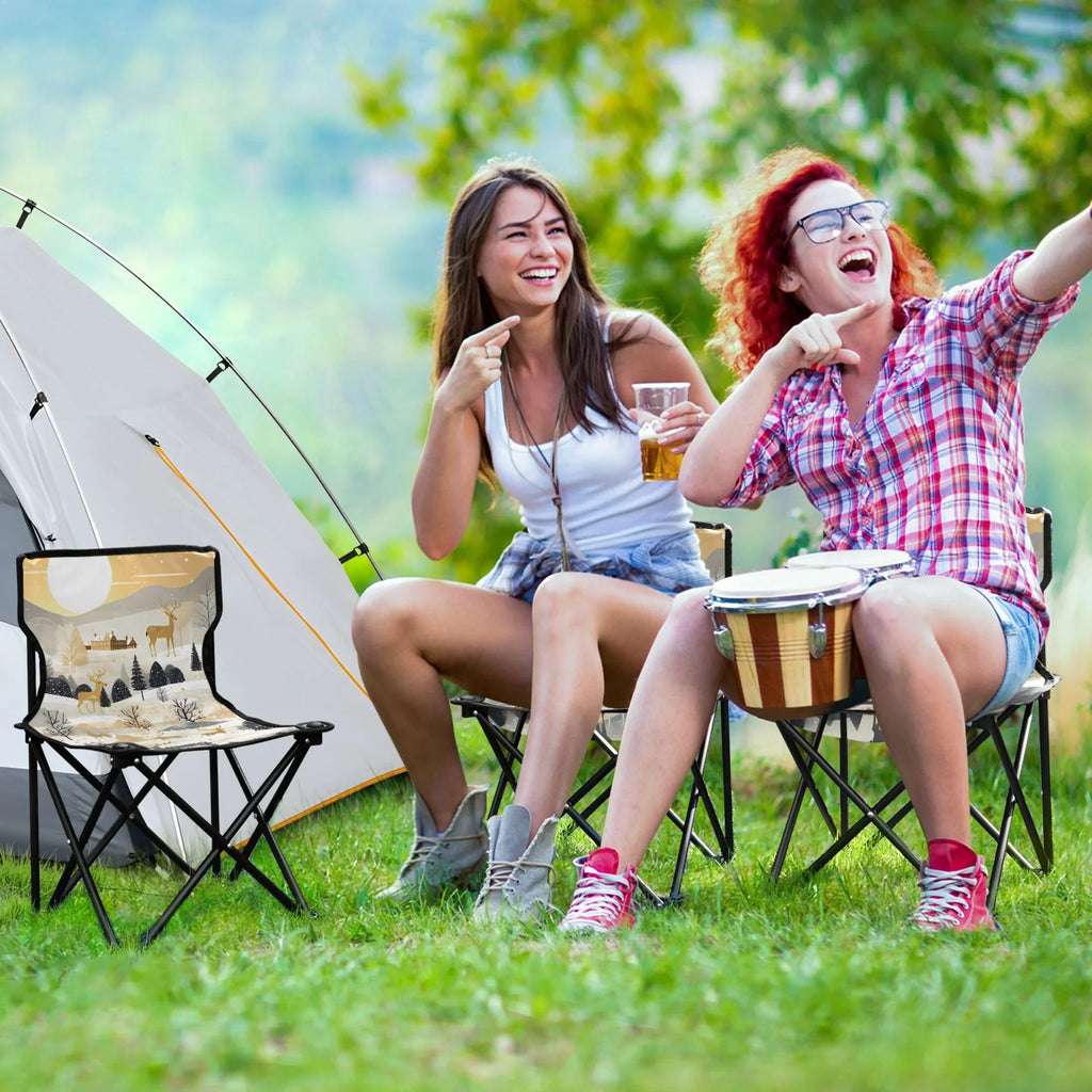 Lawn in Fishing Small Chair Kids Forest Chair with for Chair Beach Bag Chair Folding Carry Golden Portable exterior Camping Deers