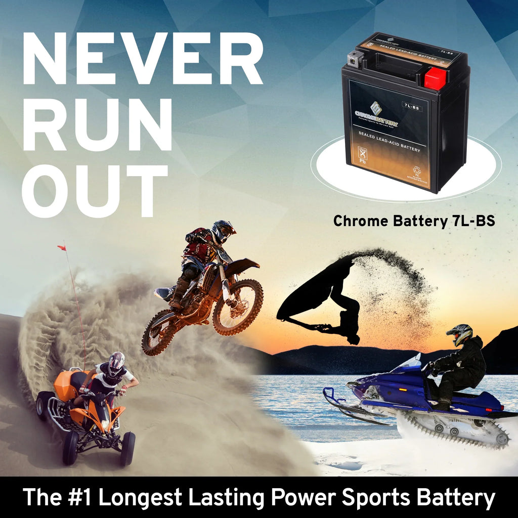 Battery Volts,6 (7l-bs Atv 450cc Chrome Battery for 2009 Ytx7l-bs Ah, Kfx450r 12 Cca) 75 Kawasaki
