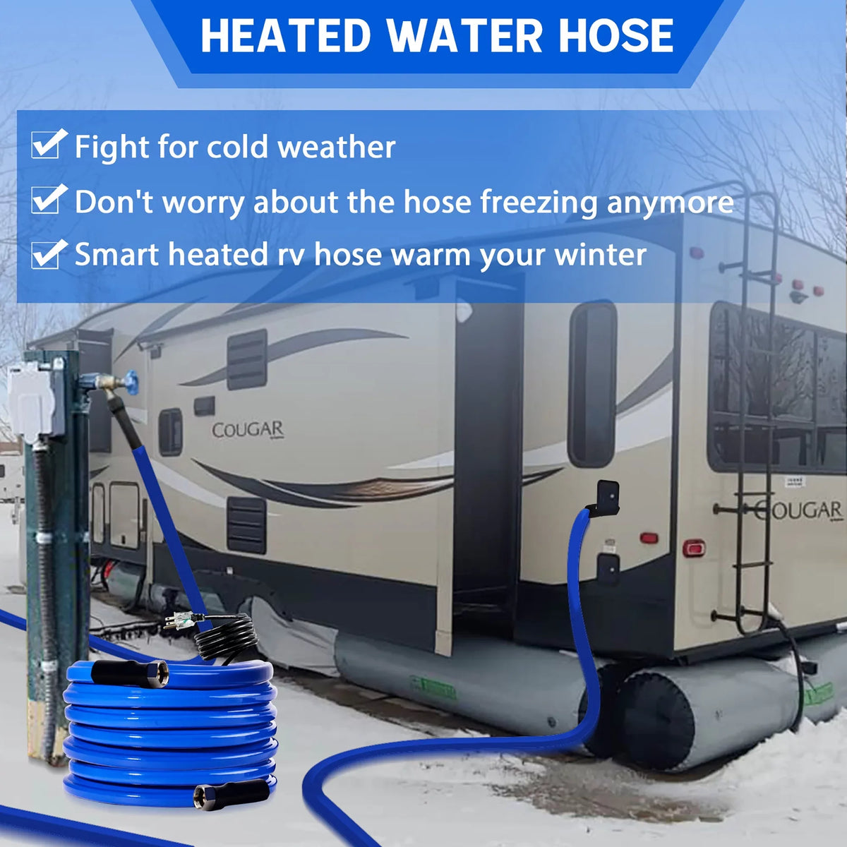 for Trailer,Garden,Home liquid RV, Heated Protectio for Blue liquid F Freeze -45 Drinking Hose Hose 30FT RV