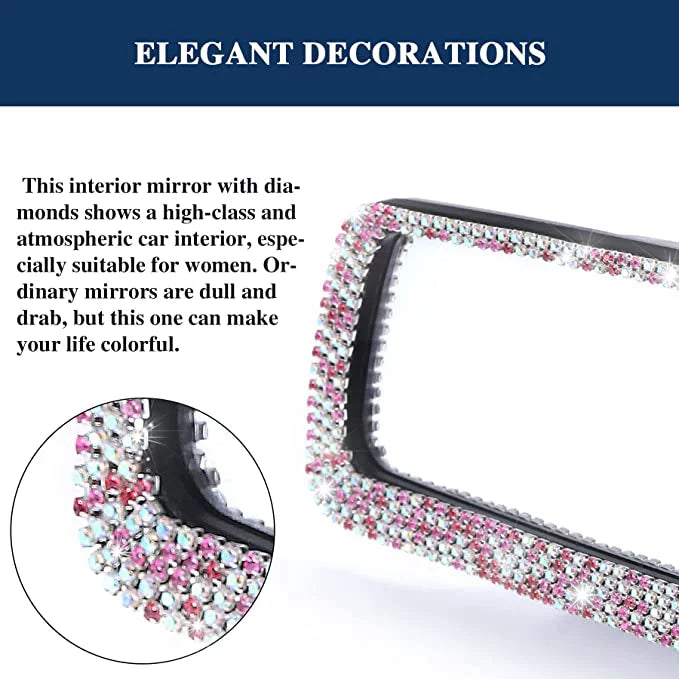 HD View Car Car Accessories Glass, and Bling Car Interior Bling with Rear Decorations Bling Mirror, Mirror Rearview for Tee Women