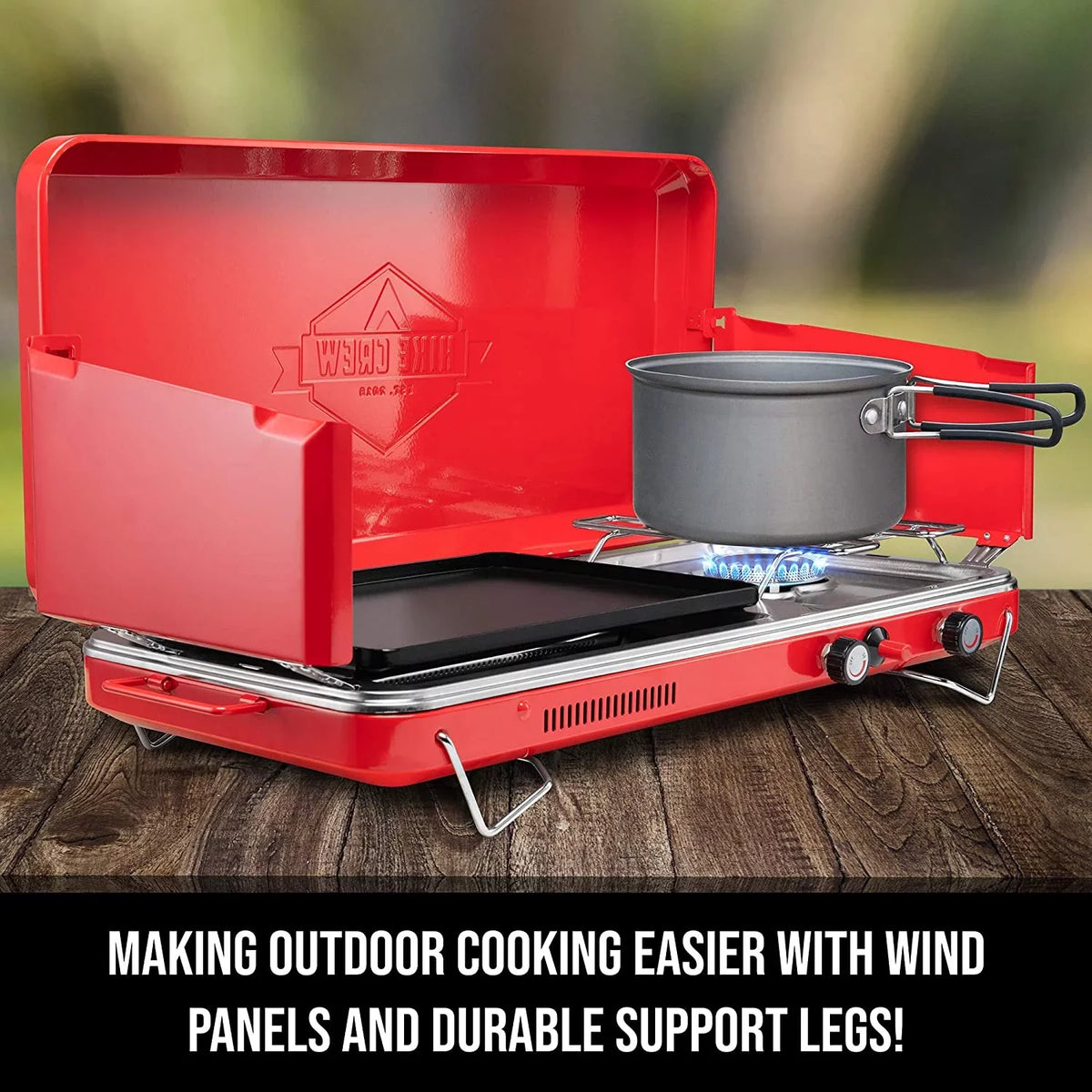 Hike Gas Camping Portable Crew, 2 2in1 Grill/Stove, Burners Propane Stove,