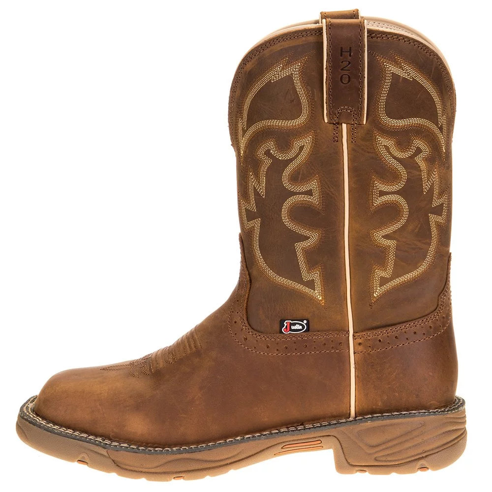 WK4330 Men's Justin Boot Rustic Rush Tan Stampede