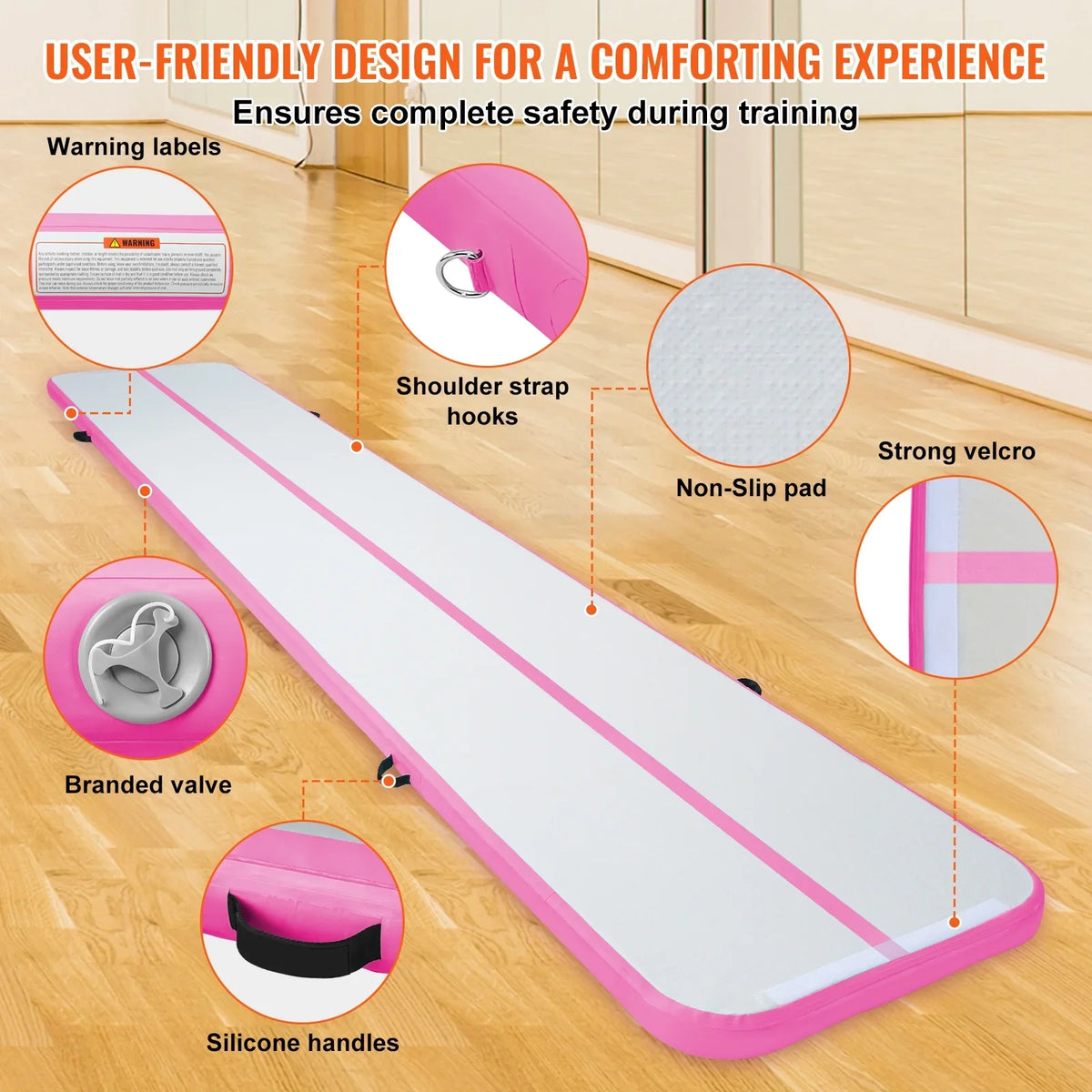 with Mat Rail 20ft Inflatable Air SKYSHALO Fitness Pump Drum Gymnastics
