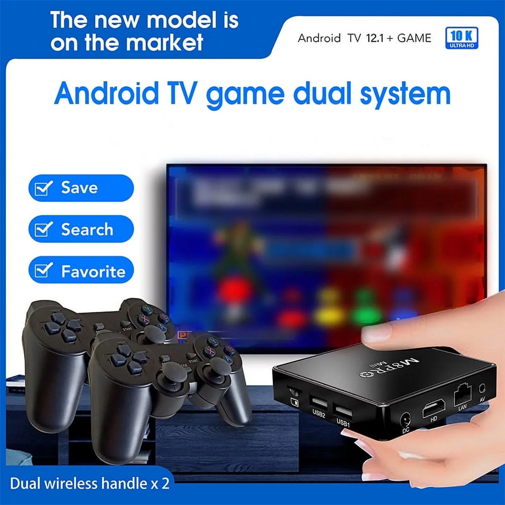 Retor System 100M 10000+ TV Pro and Android with Game Mini Game Dual Box M8 4K Game Controllers Wireless Box TV