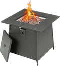 Steel exterior and Square Gas Backyard Pit with Cover Lava Lid, Steel Black Fire 28 Rocks Inch Tabletop