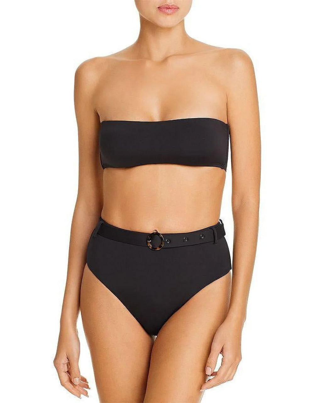 BLACK Bottom, Belted US High-Waist Large Bikini Aqua Swim