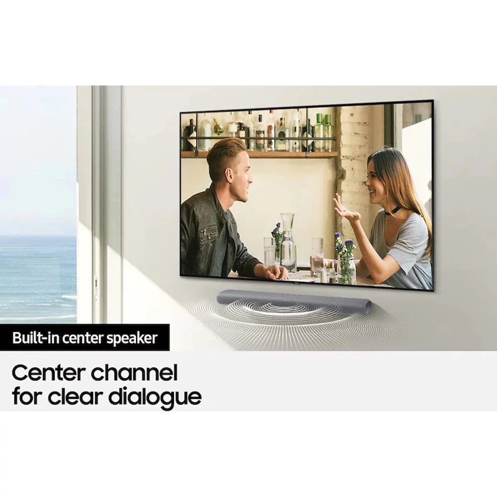 '- Bluetooth Deep Premium Connection, (Open Sound Design, in Box) DTS 3.0ch 2021, Gray Adaptive Soundbar Multi Center Built Atmos, Virtual:X, HW-S50A Dolby with Lite, Speaker,