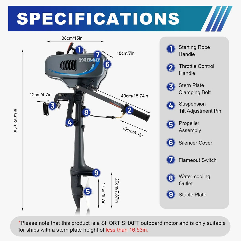 2 W/CDI Boat Stroke 3.5HP WUZSTAR Outboard Cooling System Fishing Engine Motor liquid
