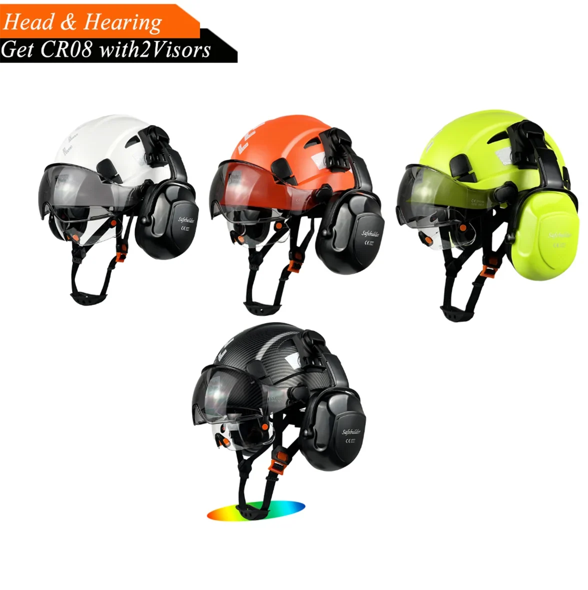 Industrial Protection Safety with Vented Head Construction Visor Helmet Muffs Approved Work Visor Z89.1(Black) OSHA Certified Ear Hardhats Hat with ANSI/ISEA Hard