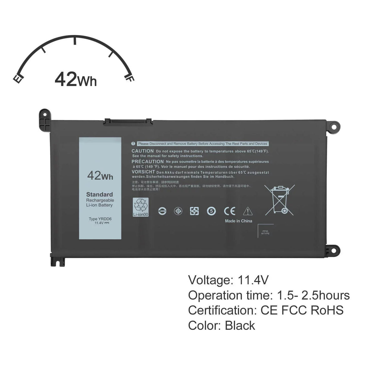 YRDD6 3584 15 for 5485 3593 FAST Inspiron 5491 42Wh 5480 Battery USPS 3493