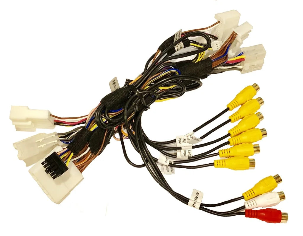 A/V Side with Crux View RFM-TUN Tundra Input Mounted and Integration for Mirror Multi Toyota Interface Cameras