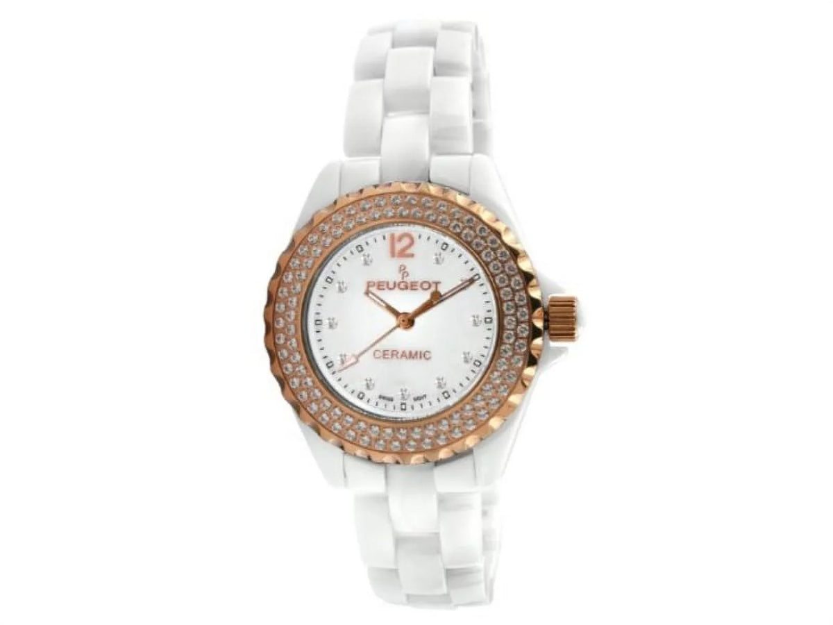PS4892WR Ceramic Swarovski Watch Crystal Swiss White Women's Dial