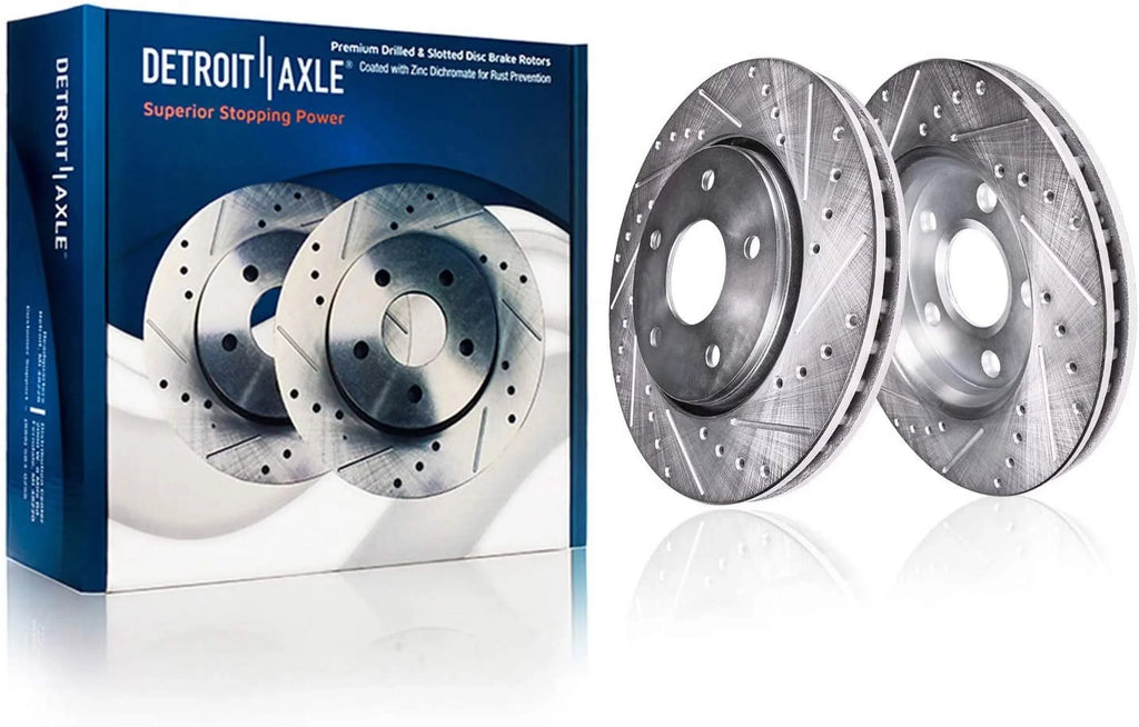 Town 12" Pads Country Replacement Brake Axle 11.89" Volkswagen Slotted Chrysler Brake Rear Detroit Caravan Kit Disc Rotors for Grand & Journey Routan Brakes Front & Dodge Drilled - Ceramic