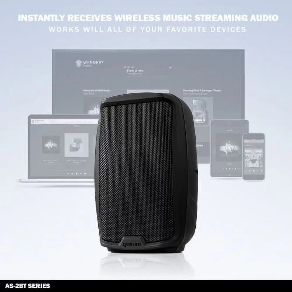 Watts 1500 System PA Inch DJ Active 12" Sound Bluetooth Pro RCA AS-2112BT New XLR Gemini Speaker
