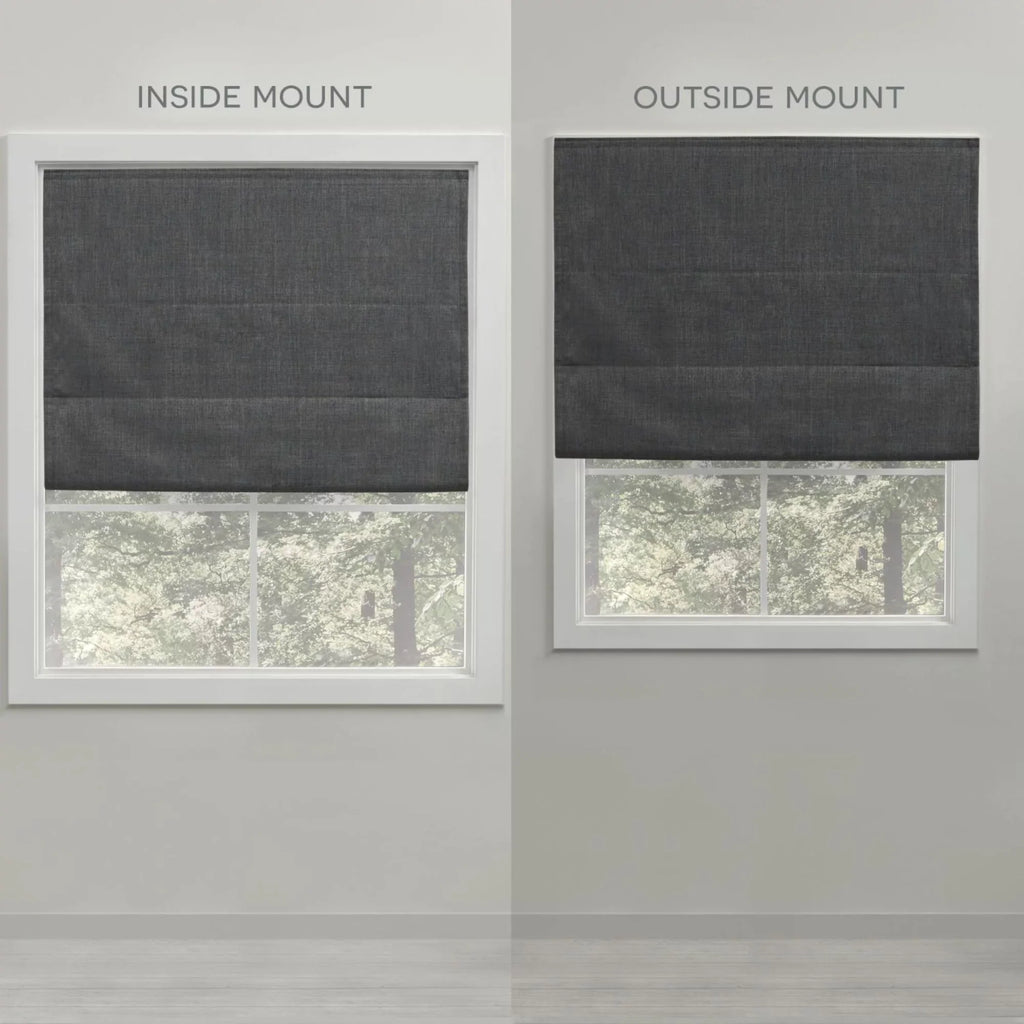 Total Esme Exclusive Blackout Shade, Roman 27"x64", Blue Slate Home
