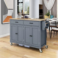 Wood Wheels Granite Grey Cart and Island Top Solid - Blue Kitchen Locking with