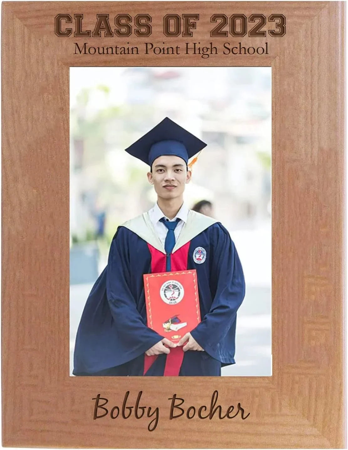 (5X7-Inch Picture Alder Congratulations 2022 Engraved 2024 Celebration Graduate 2025 Memory - Remembrance Hanging/ Vertical) Frame Photo Class Laser Wood 2023 Natural