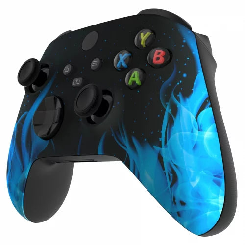 LED Flames Blue One / Custom Touch With White Controller Rapid Modded Fire X Soft Series Xbox