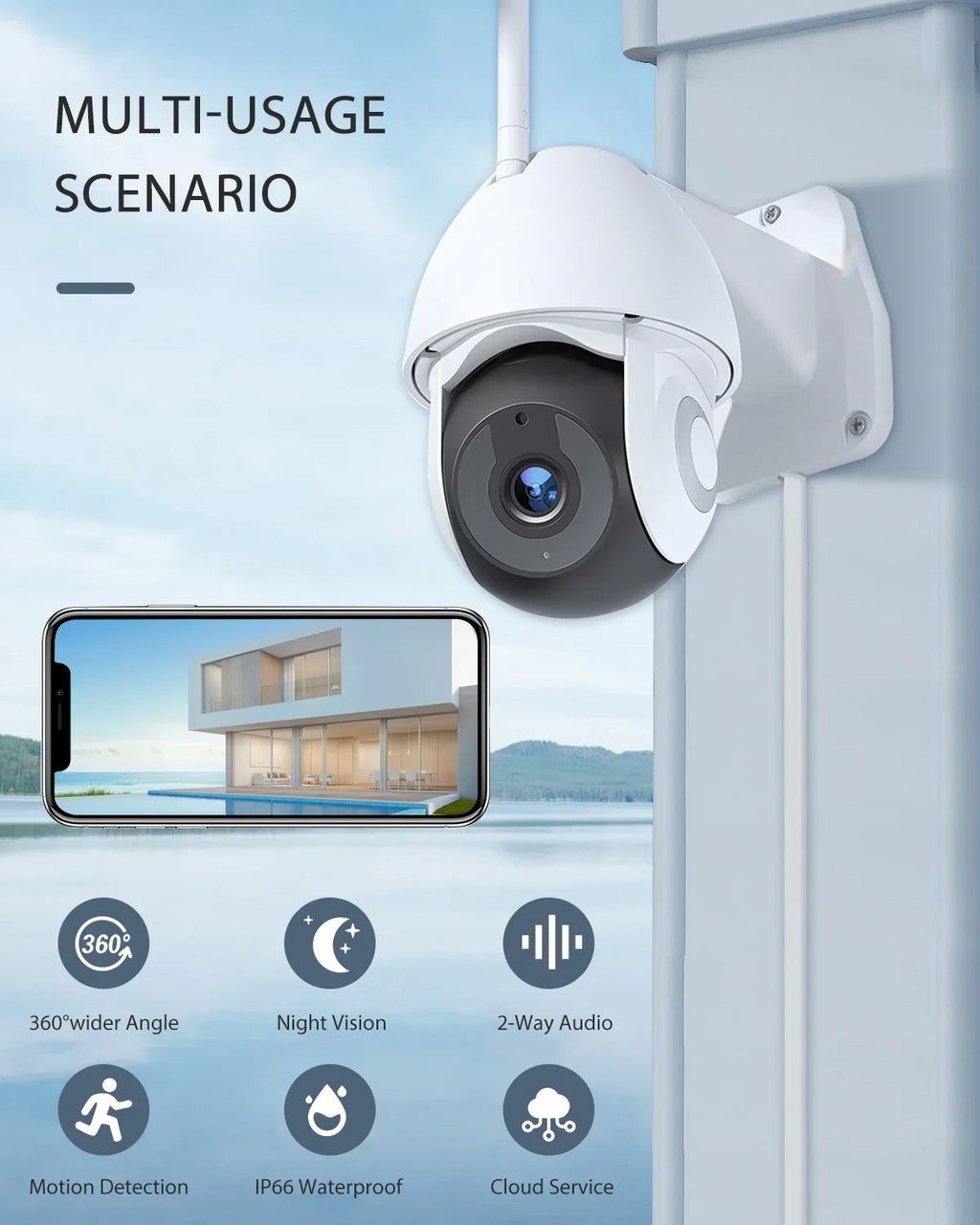 Floodlight FC920B Connection Outdoo exterior/Courtyard/Farm for Victure Waterproof,Motion-Activated,Wifi Cameras,IP55 Surveillance