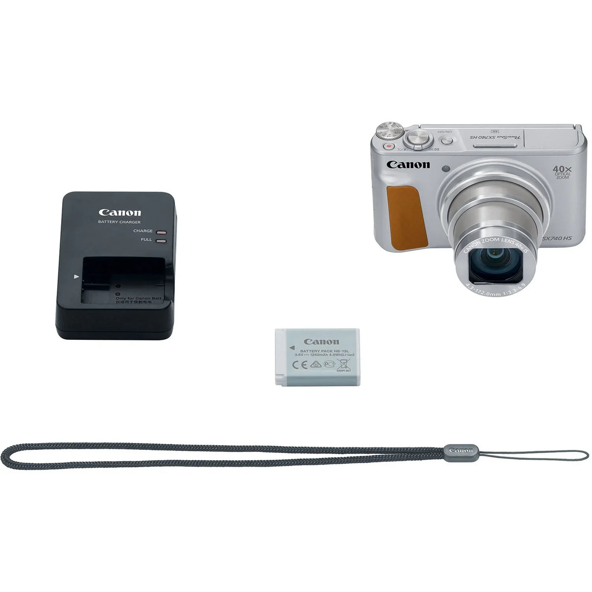 Shoulder Bundle (Silver)+64GB Canon Accessory Camera Digital Card+Camera Tripod+Deluxe Bag+Steady Memory HS PowerShot SX740 Gripster