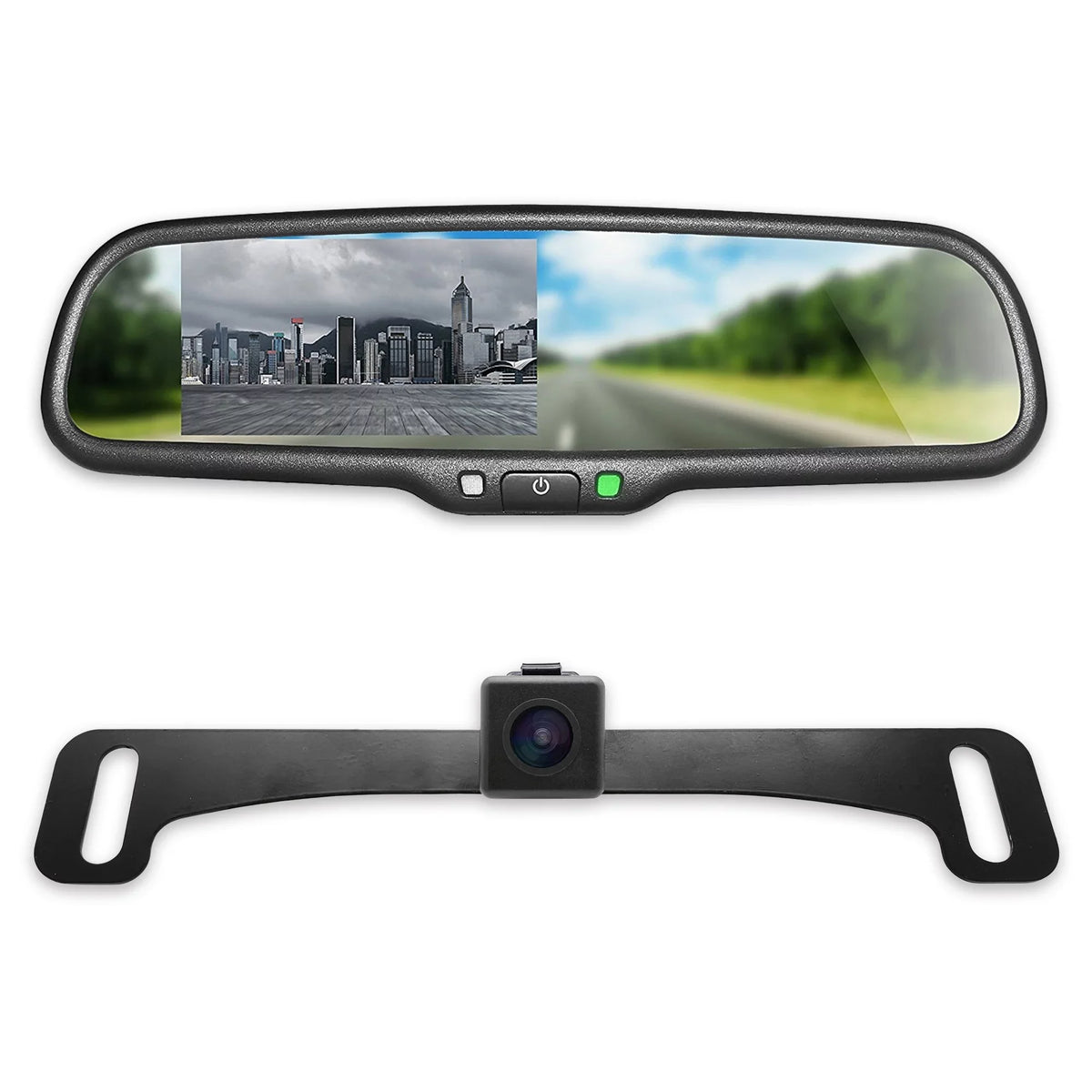 Rear for 4.3” LCD Backup Car Waterproof Master Universal View Camera Safety with OEM Mirror - Fit Kit Enhanced Screen Tailgaters + 170°