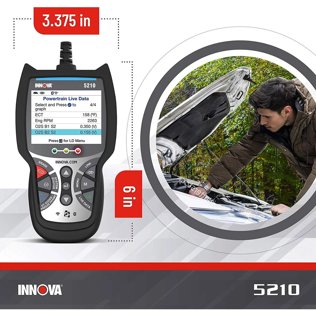 CarScan Reader Tool Diagnostic Automotive 5210 INNOVA Bluetooth Code Advisor