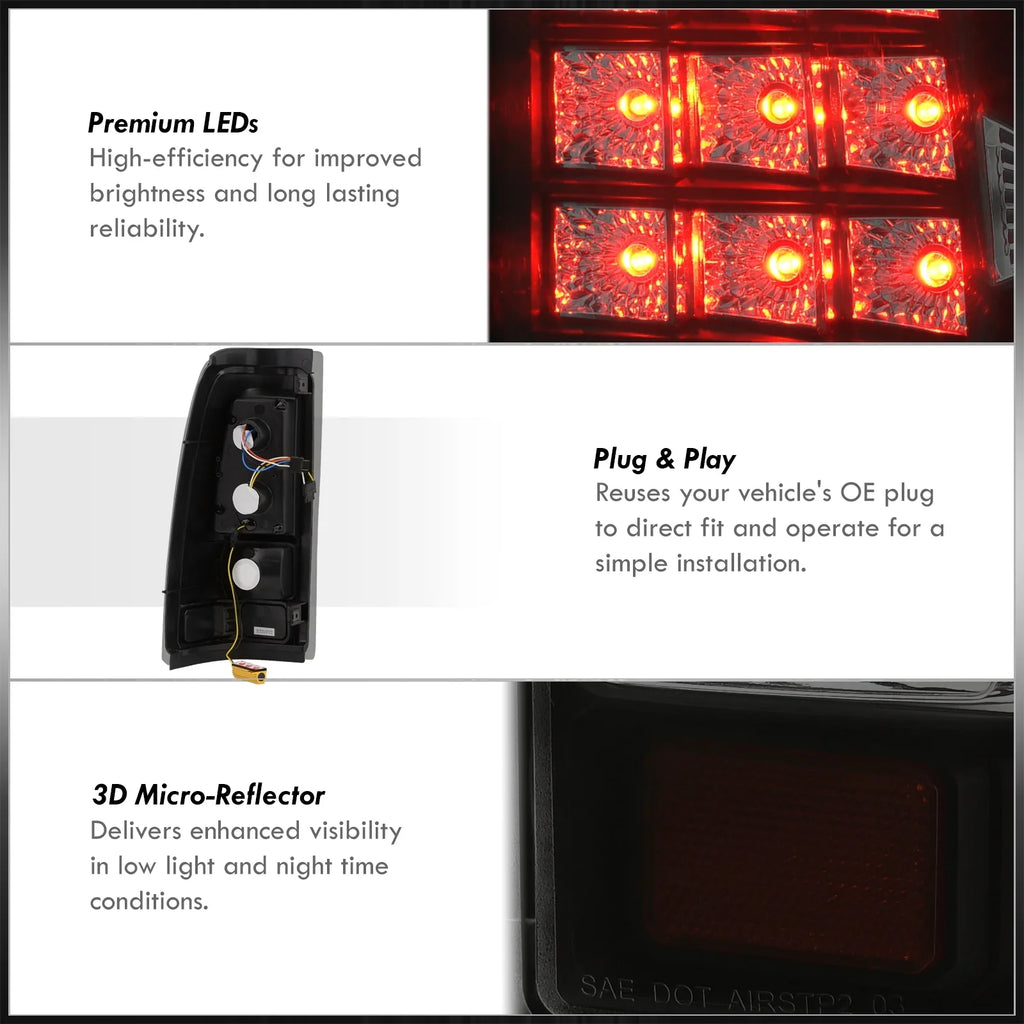 Distributors 2004 Chevy Compatible/Replacement Pair Black Lamps 2001 2003 AJP LED Smoked For Brake 1999 Fleetside Signal Stop Lens 2005 GMC 2006 2000 Tail 2002 Silverado Housing Driving Lights Sierra