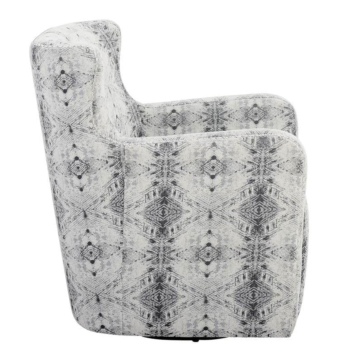 Contemporary Swivel in 30" Lonita Off Chair Geometric Lexicon White Chenille