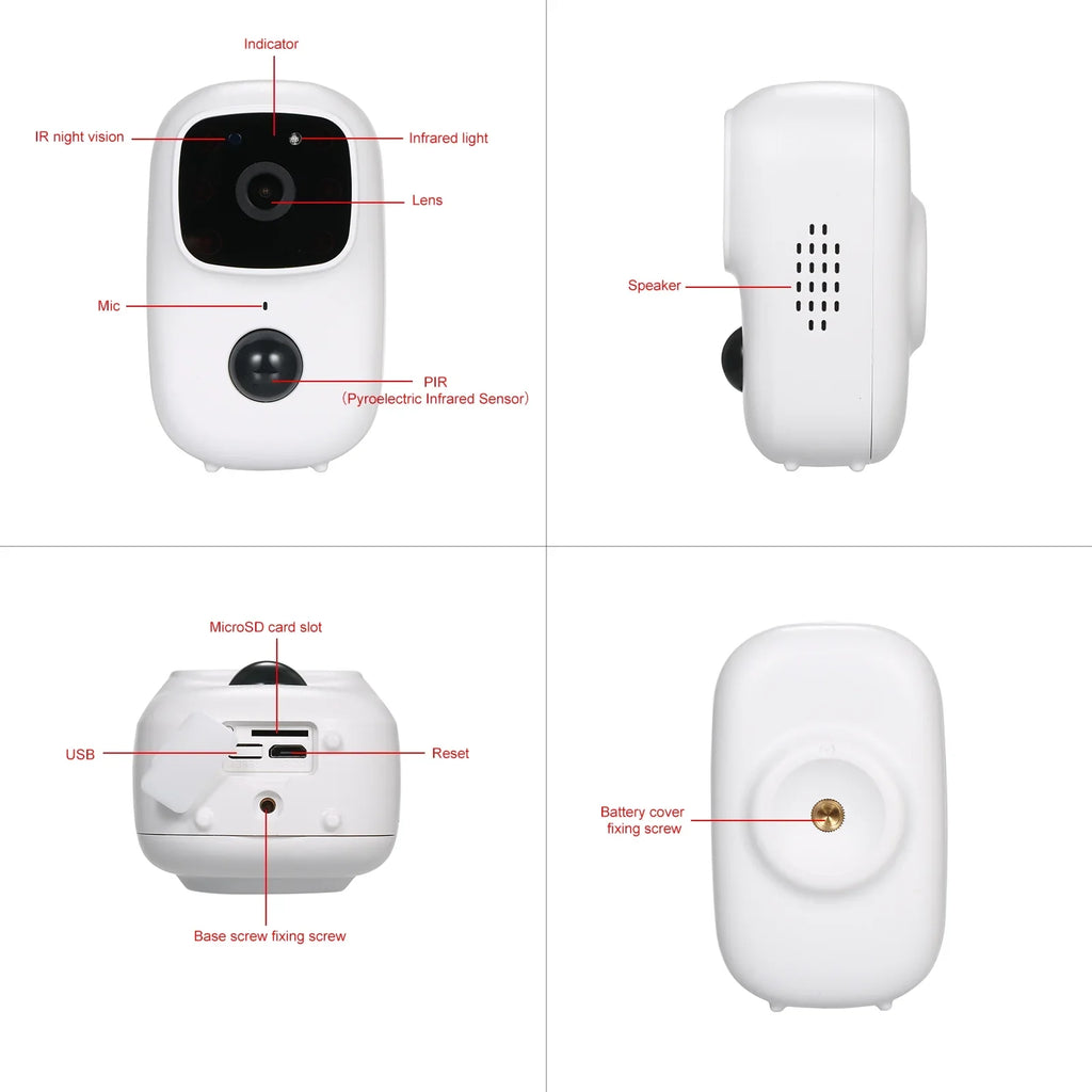 IR Mic Motion Battery with Rechargeable IndoorOutdoor with Home , , Wireless Detection and , Speaker WiFi Powered