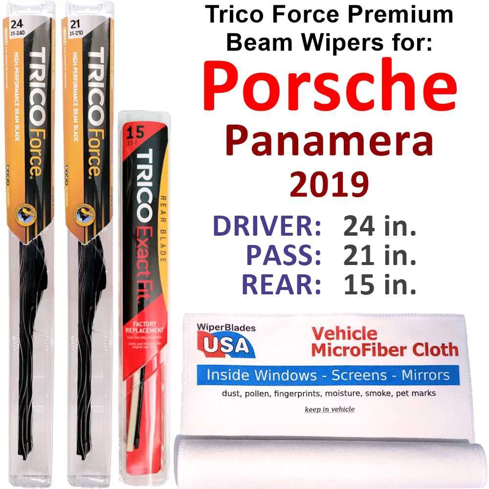Turismo Beam (Set Performance Panamera Turbo Porsche Sport 3) Wiper w/Rear Wipers of 2019