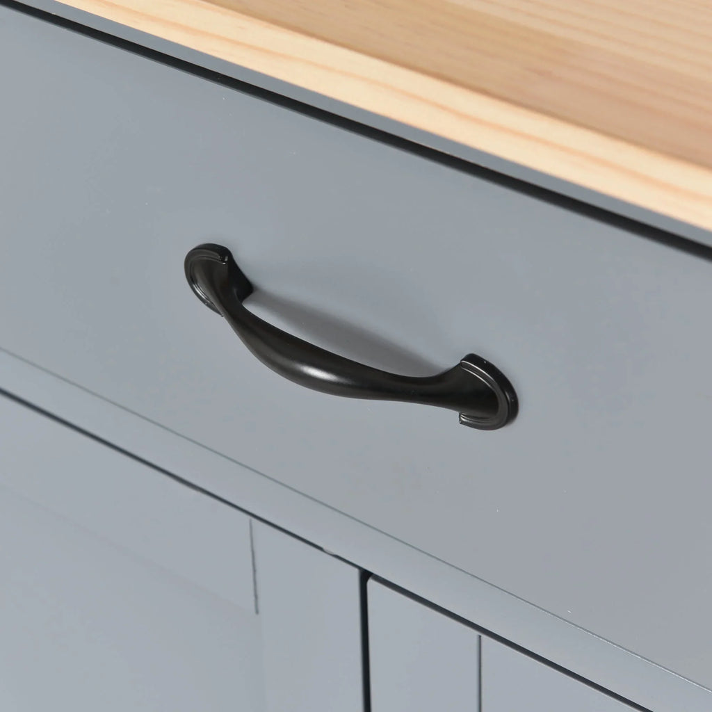 Wood Wheels Granite Grey Cart and Island Top Solid - Blue Kitchen Locking with