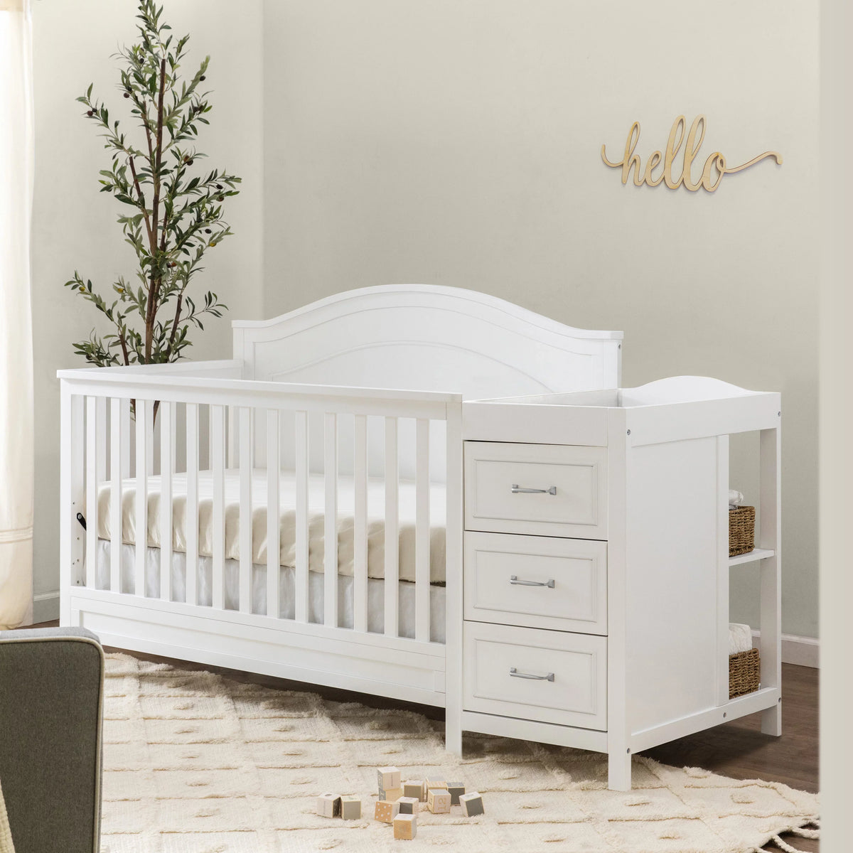 Combo Charlie White DaVinci and Crib in Changer Convertible 4-in-1